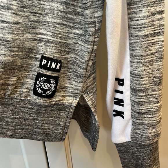 PINK Victoria’s Secret Quarter Zip Sweater, Grey/White/Black, Size S - Picture 3 of 7